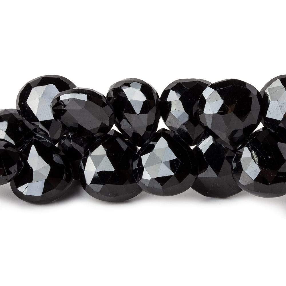  12-13mm Black Spinel Faceted Hearts 7.5 inch 38 beads 