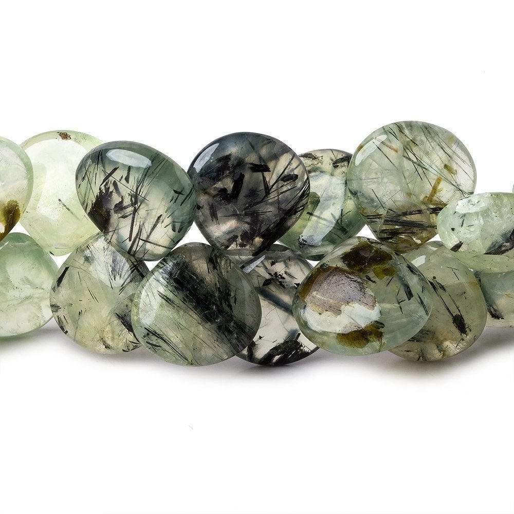  12-13mm Dendritic Prehnite Plain Heart Beads 7.5 inch 40 pieces 