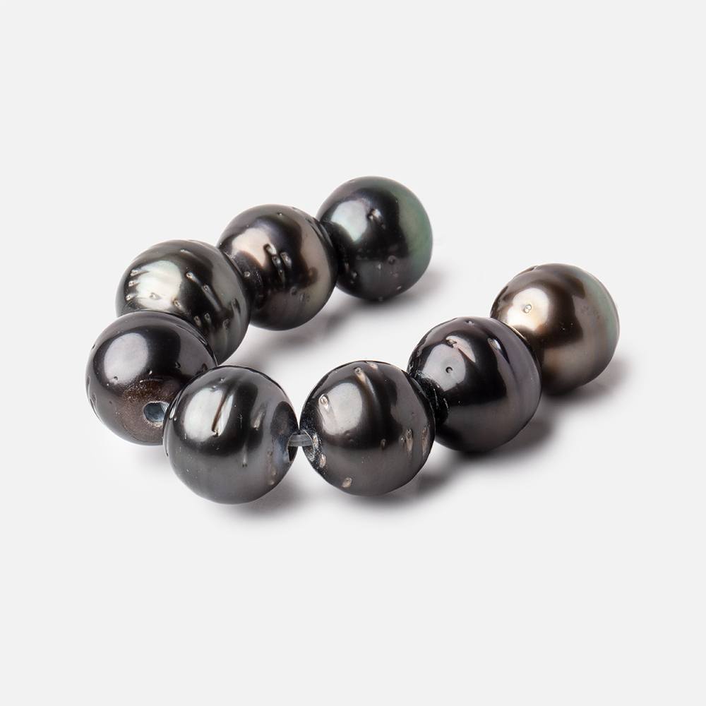  12.5-13.5mm Tahitian Saltwater 2.5mm Large Hole Pearls 3.75 inches 8 pieces 