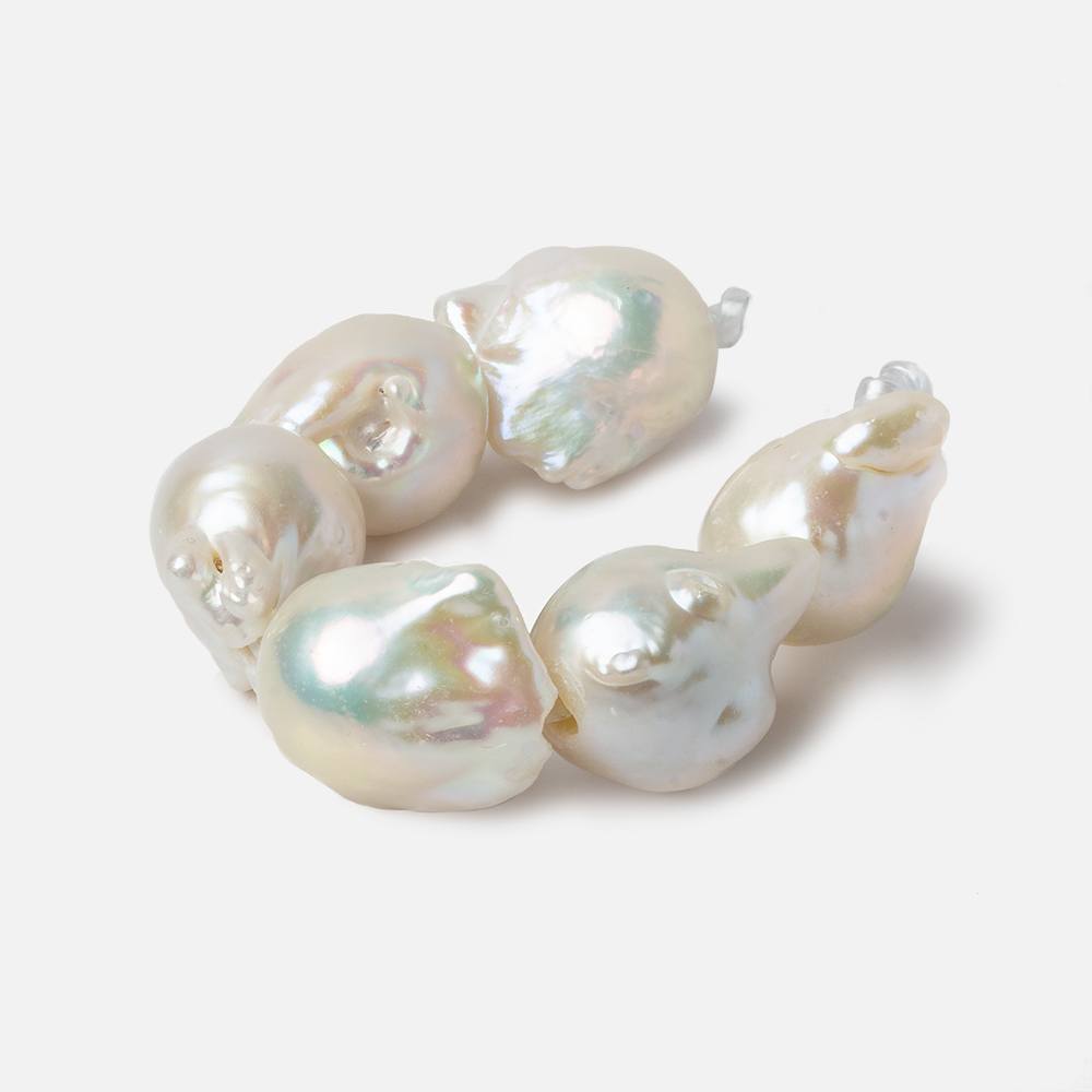  12.5x17.5-13.5x19mm White Ultra Baroque 2.5mm Large Hole Freshwater Pearls 4 inch 6 pieces A 