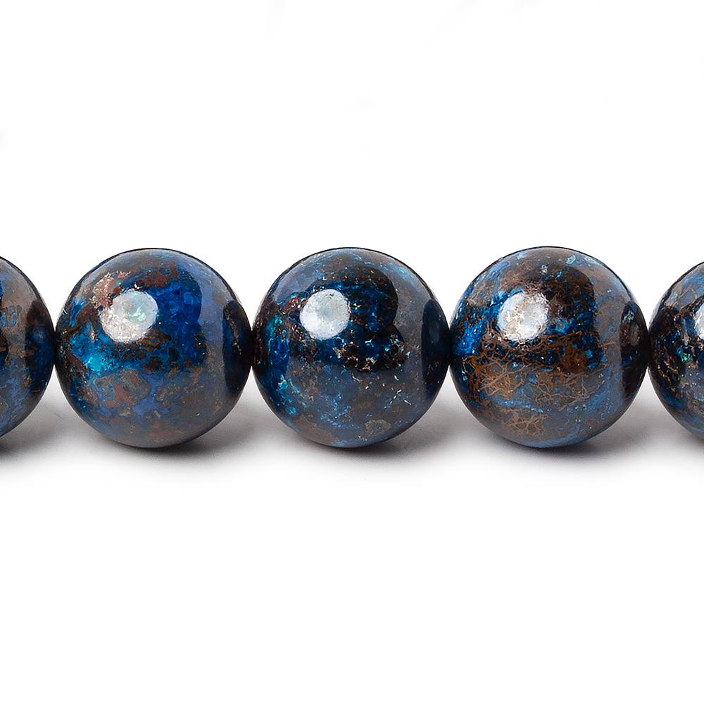  12mm Dark Chrysocolla Plain Rounds 16 inch 34 beads AA 