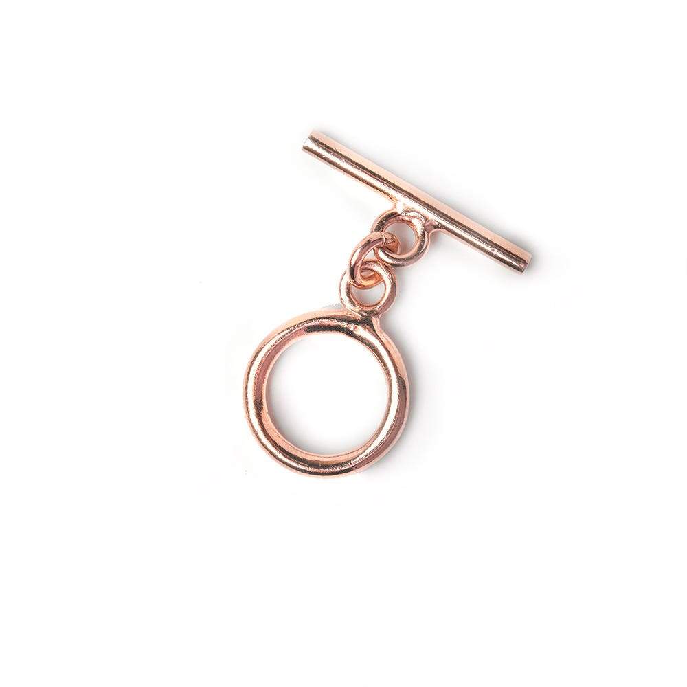  12mm Rose Gold plated Sterling Silver Toggle Plain Circle 1 piece 