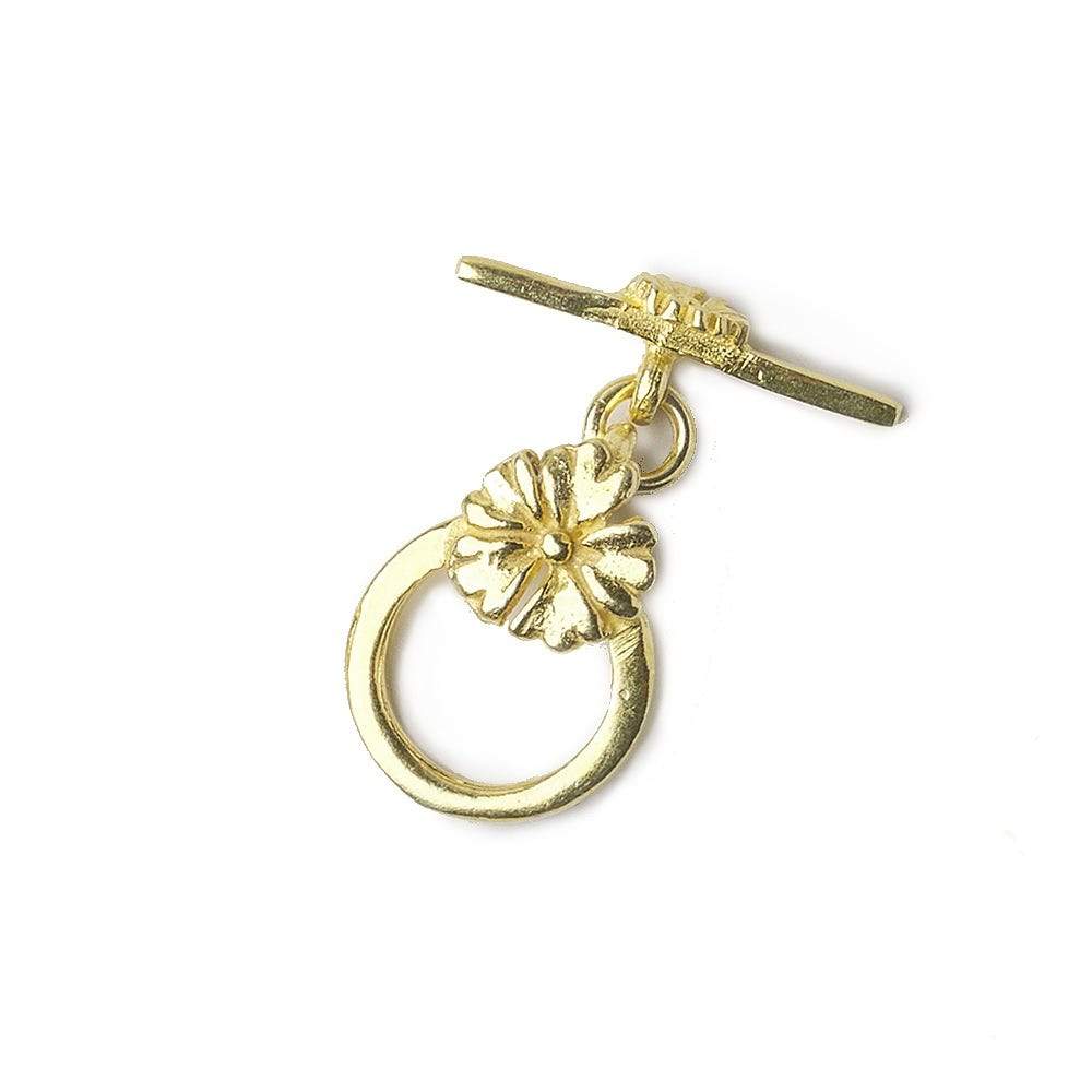  12mm Vermeil Toggle Round With Flower 1 piece 