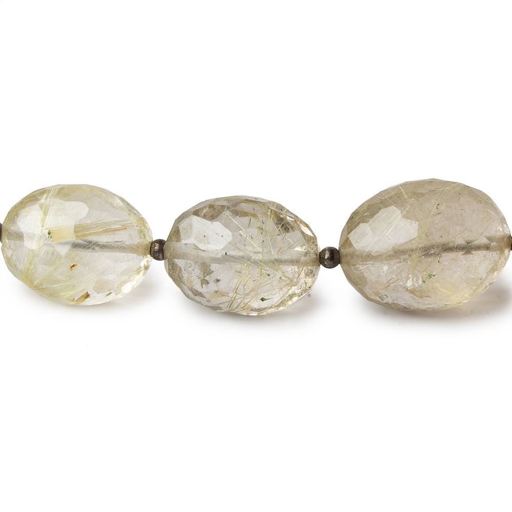  12x10-18x14mm Golden Rutilated Quartz straight drilled faceted oval beads 18 inch 17 pieces AA 