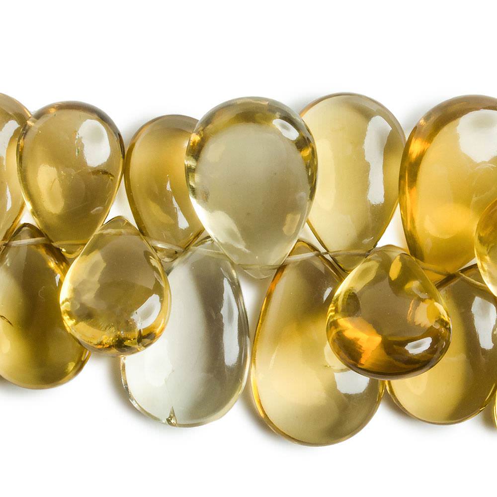  12x10-21x15mm Honey Quartz Plain Pear 8 inch 50 Beads 