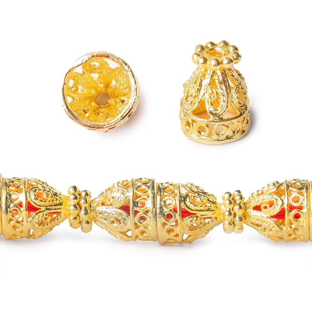  12x10mm 22kt Gold plated Copper Filigree Bead Caps 8 inch 18 pieces 