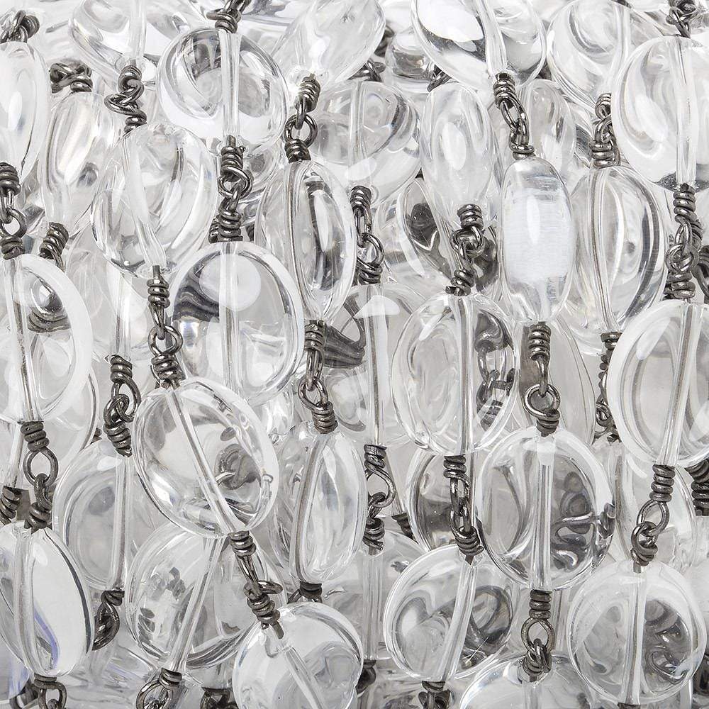  12x10mm Crystal Quartz plain oval Black Gold Chain by the foot 16 pieces 