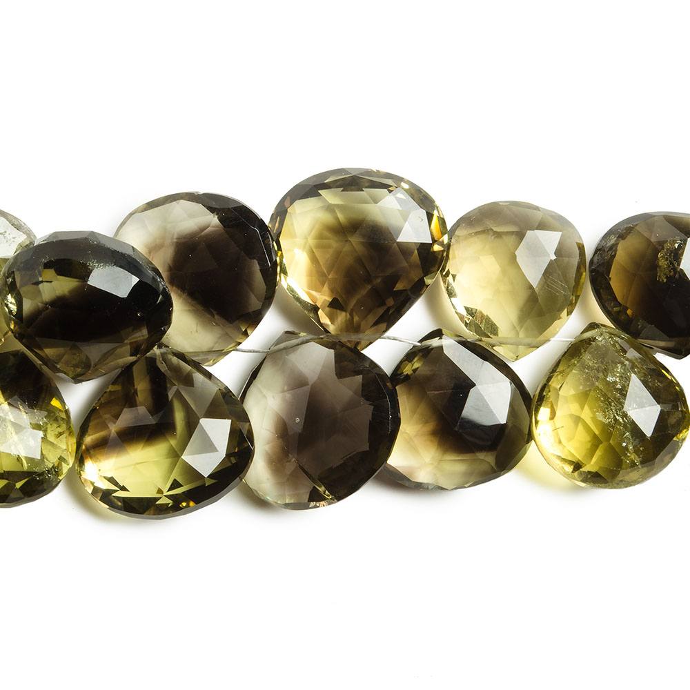 12x12-16x16mm Bi-colored Quartz Beads Heart Briolette 8 Inch 35 Beads 