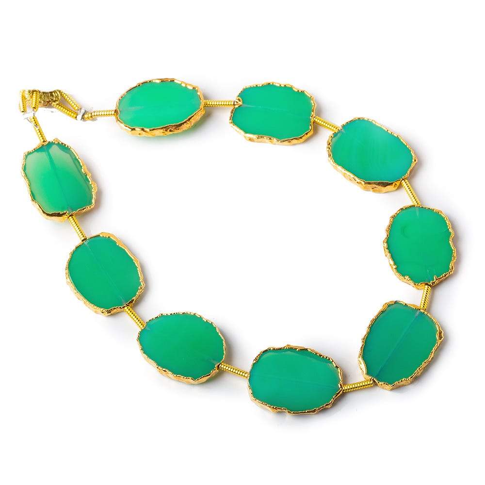  12x15-13x16mm Gold Leafed Mint Green Onyx straight drilled Slices 8 inch 9 beads 