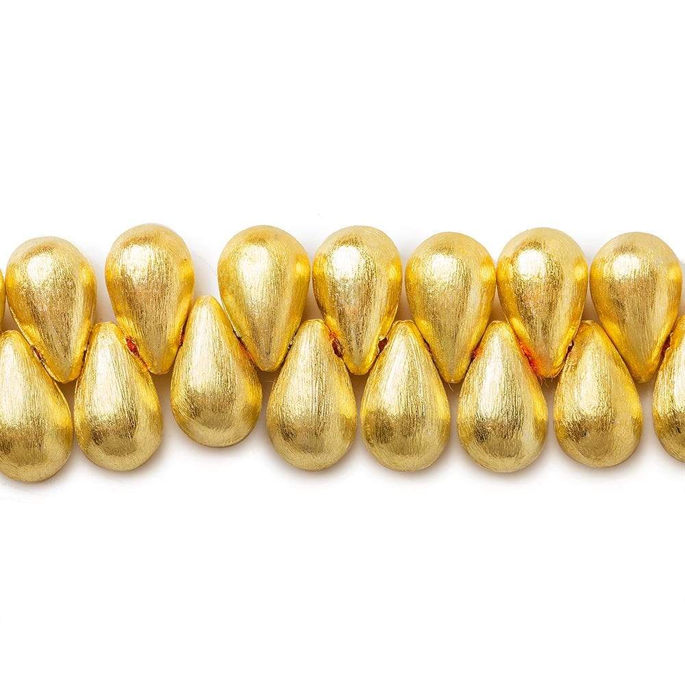  12x7mm 22kt Gold plated Brushed Tear Drop Beads 8 inch 45 pieces 