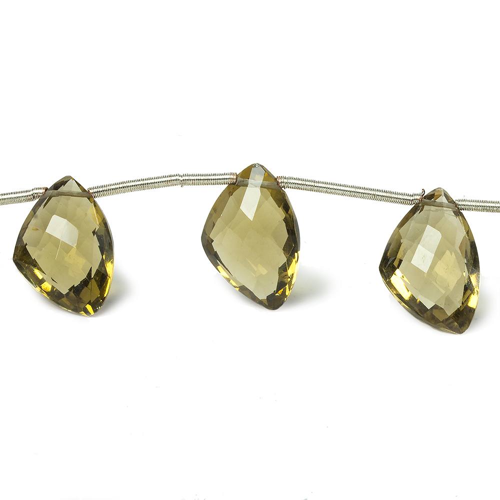  12x8 - 14x9mm Olive Quartz Faceted Freeshape Beads 4.5 inch 7 pieces 