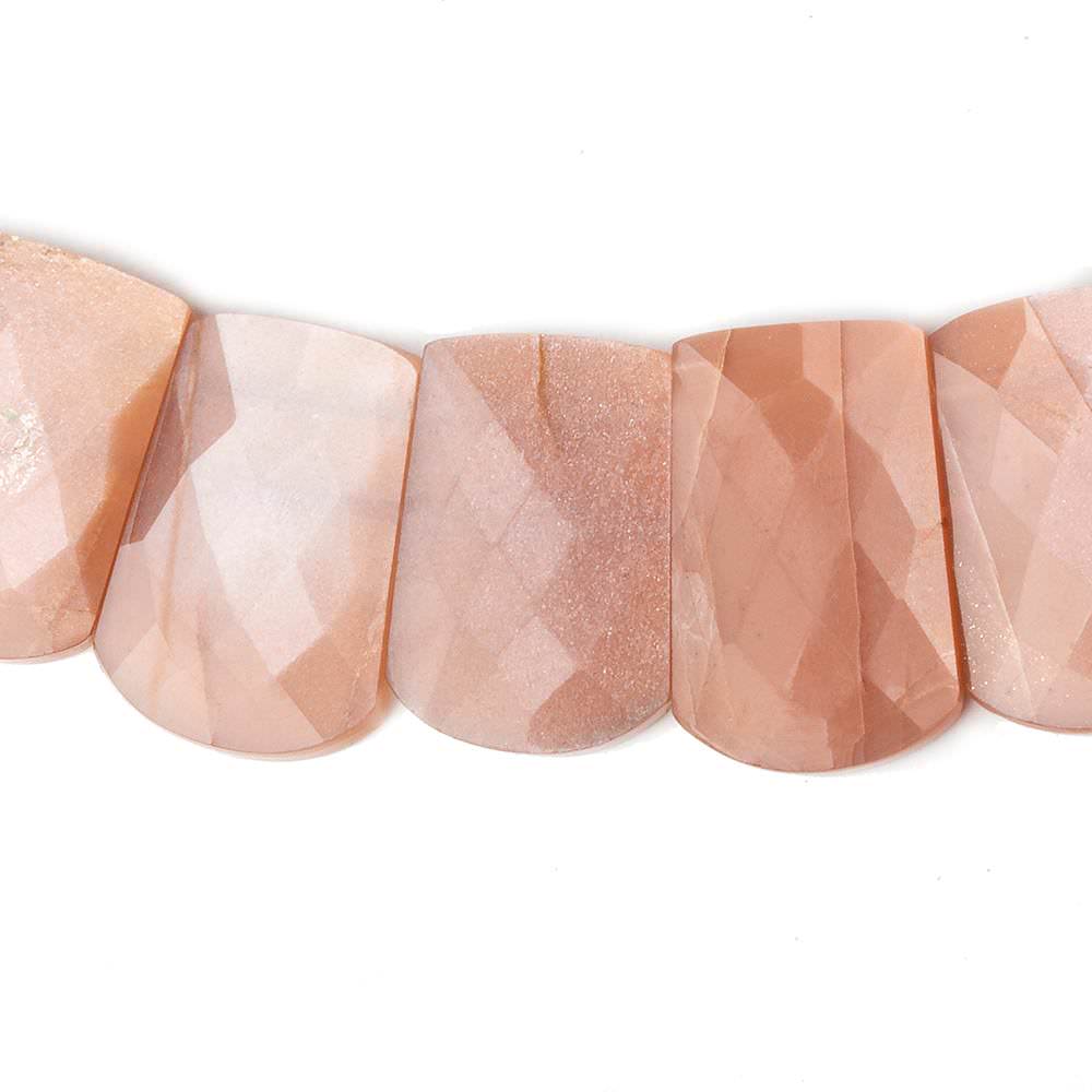  12x8-22x15mm Angel Skin Peach Moonstone double drilled faceted fancy shape collar 33 beads 