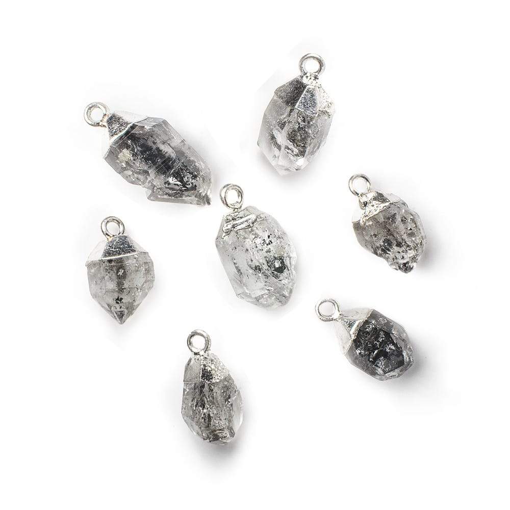  12x8mm Silver Leafed Herkimer Diamond Crystal Quartz Focal Pendant 1 piece 