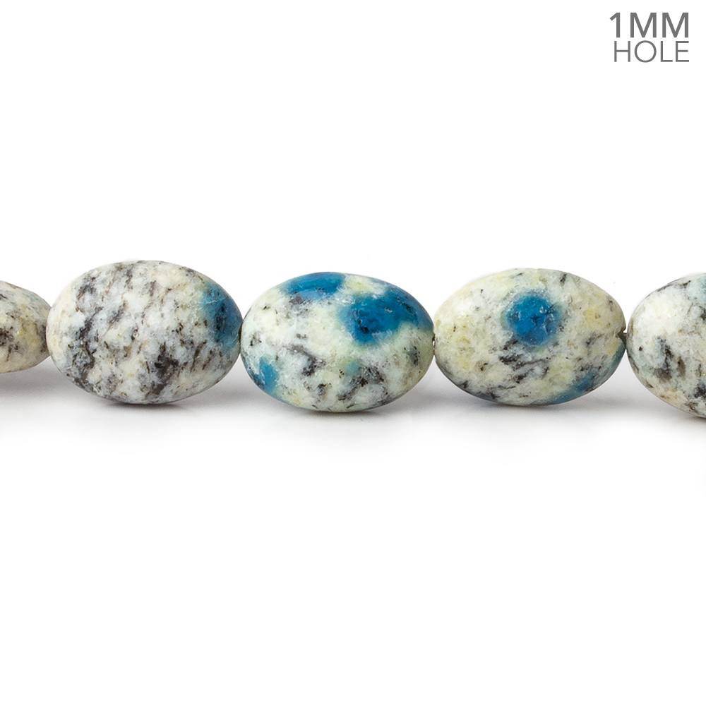  12x9-13x9mm K2 Azurite Granite "K2 Jasper" plain Ovals 7.5 inch 17 beads 1mm hole 