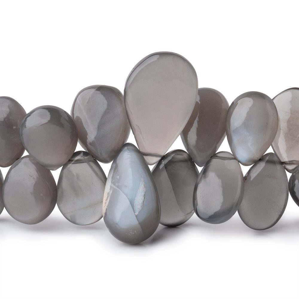  12x9-18x12mm Dark Platinum Grey Moonstone Plain Pear Beads 8 inch 50 pieces 
