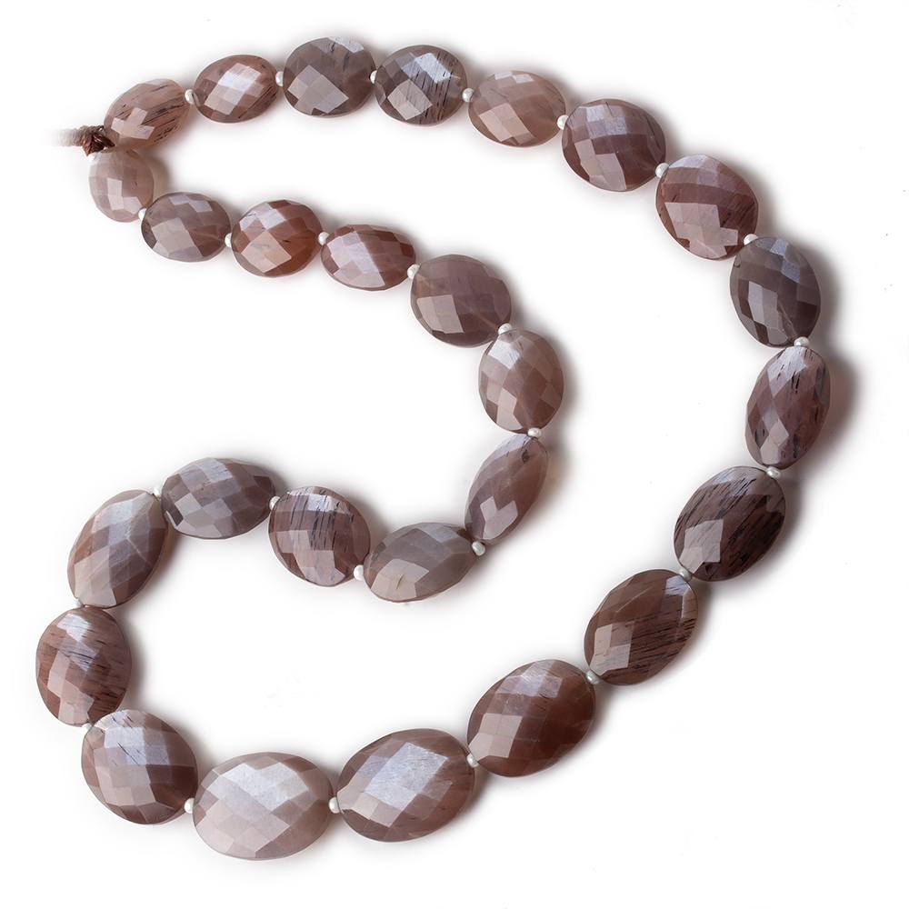  12x9-19x14mm Chocolate Brown Moonstone faceted ovals 16 inch 27 beads AA grade 