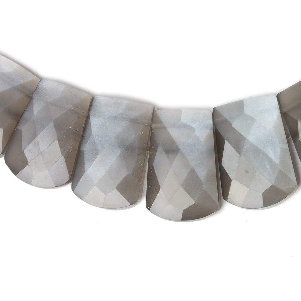  12x9-20x13mm Platinum Grey Moonstone double drilled faceted fancy shape collar 31 beads 