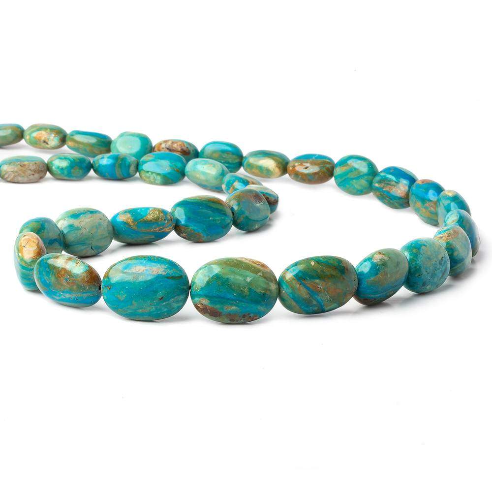  12x9-20x14mm Peruvian Blue Opal with Matrix plain oval nugget beads 20 inch 35 pcs AA 