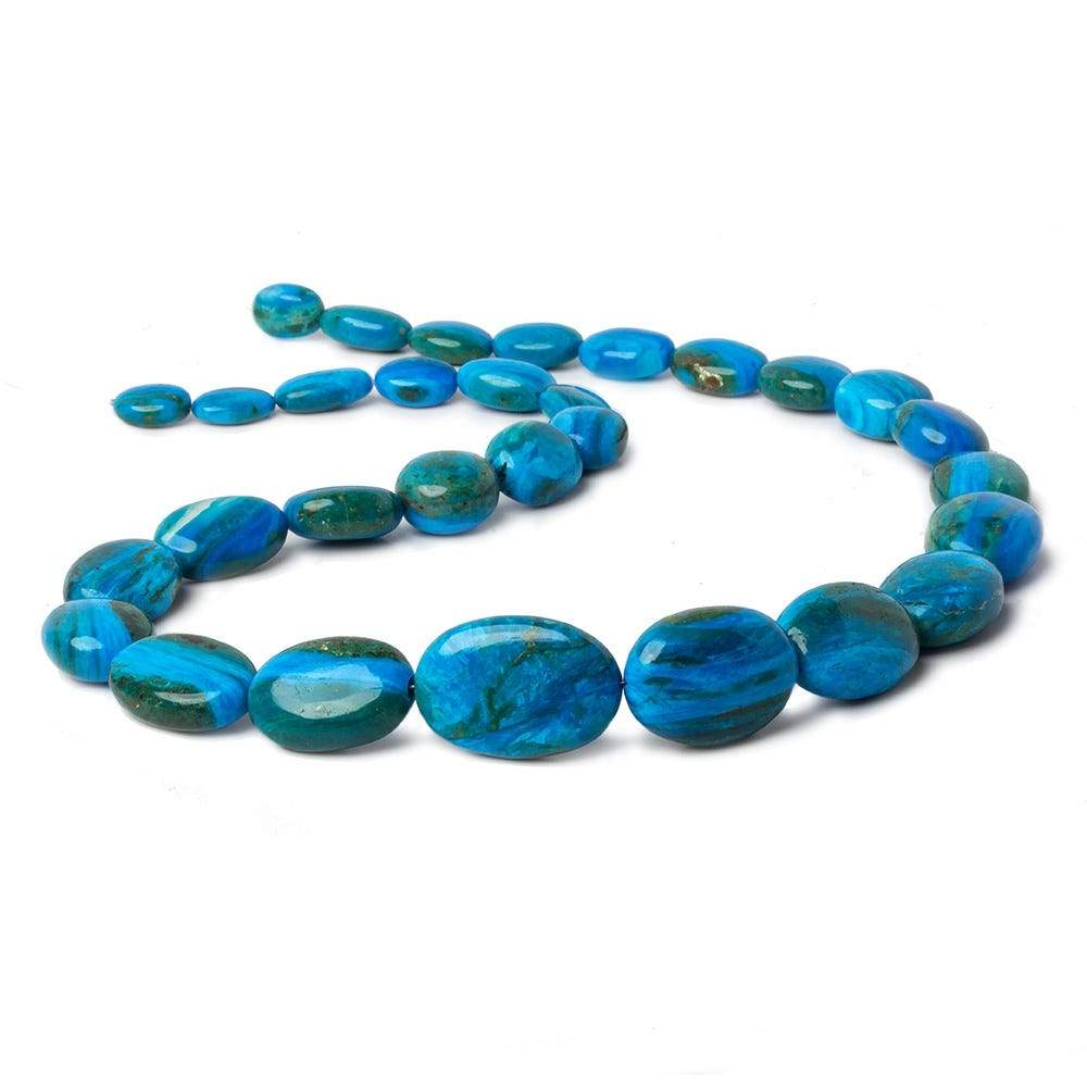 12x9-26x17mm Peruvian Blue Opal with Matrix plain oval nugget beads 19 inch 30 pcs AA 