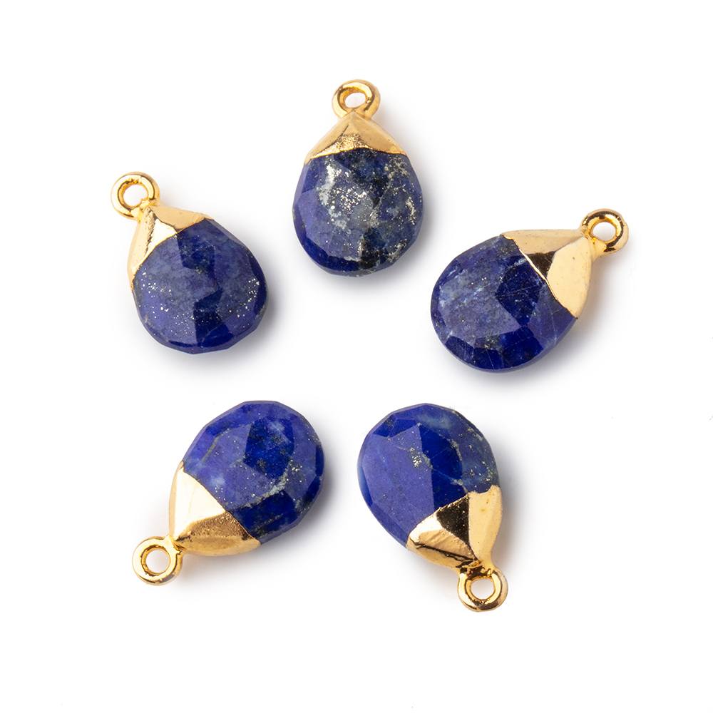  12x9mm Gold Leafed Lapis Lazuli faceted pear 1 focal bead 