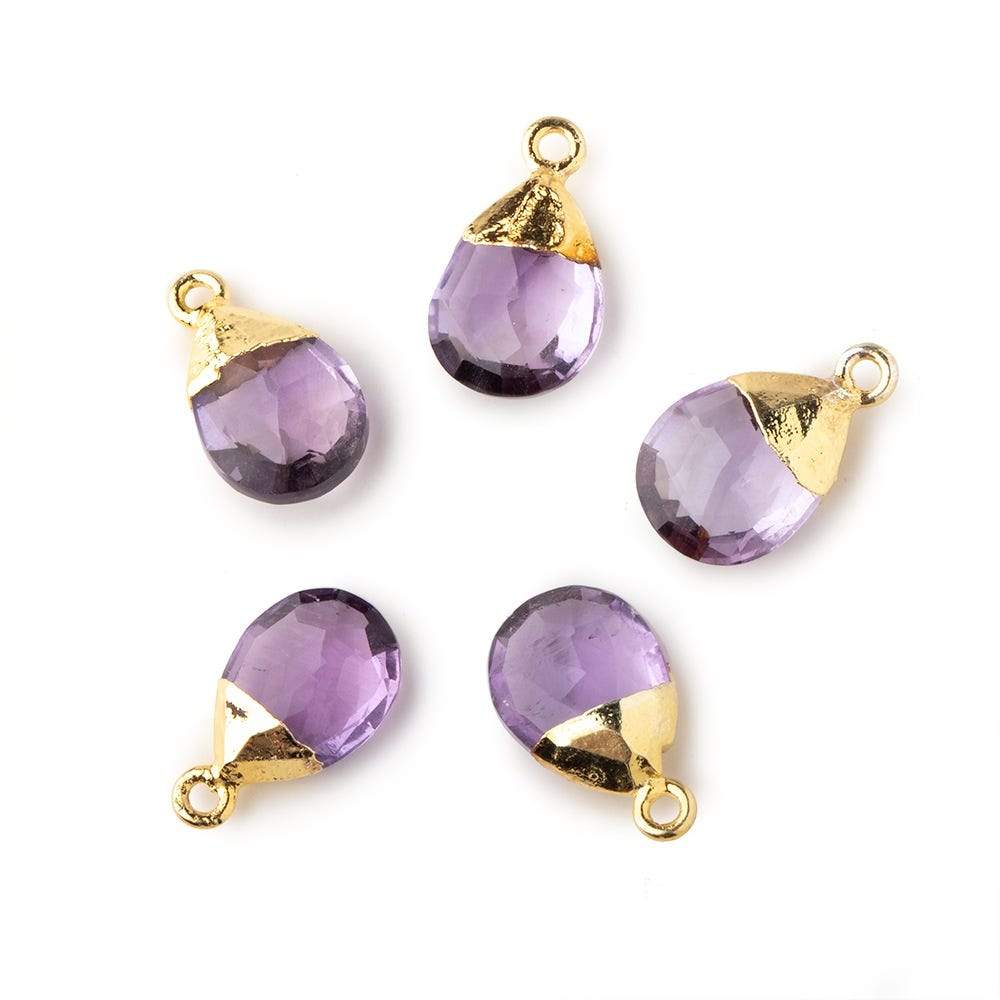  12x9mm Gold Leafed Pink Amethyst faceted pear 1 focal bead 