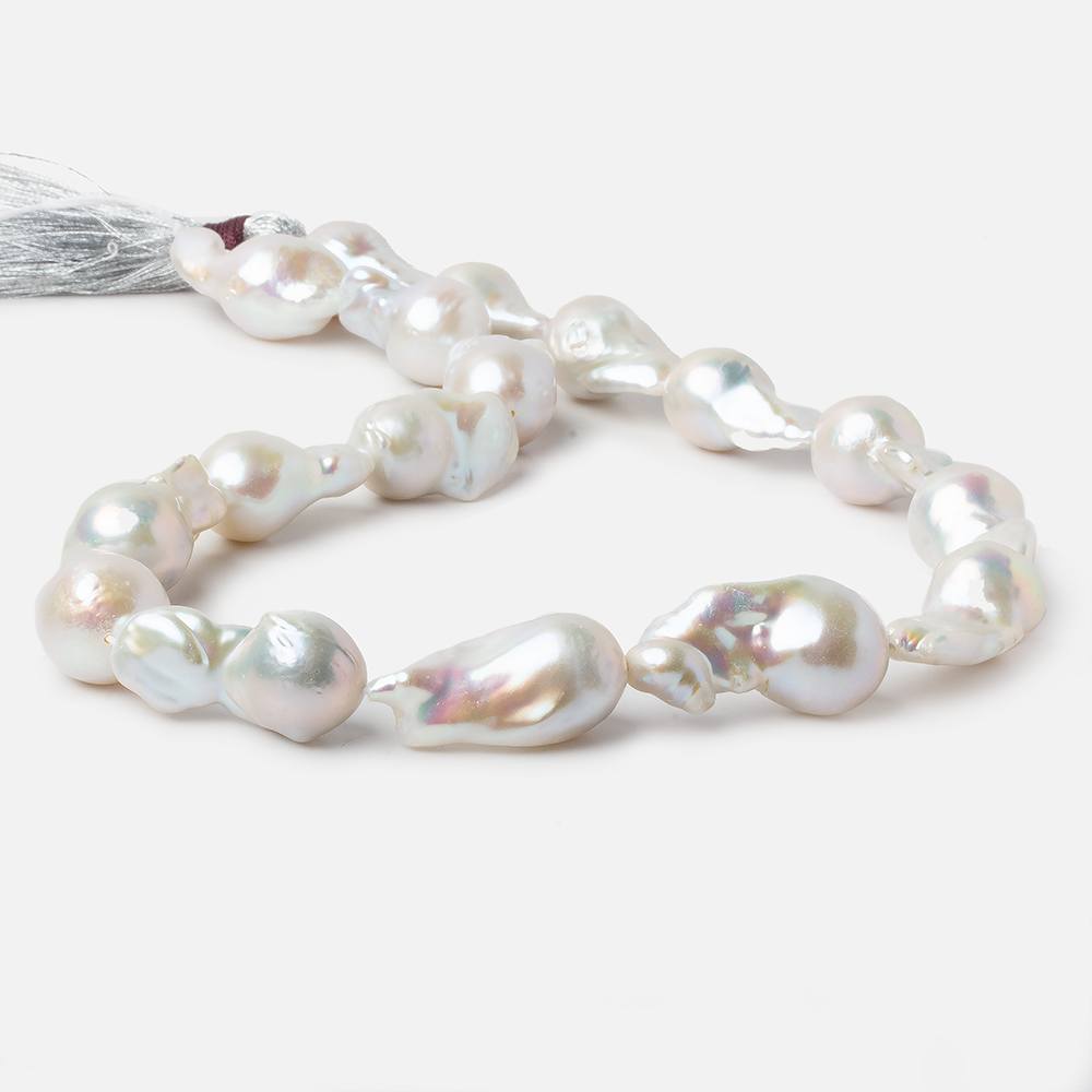  13--14mm White Ultra Baroque Freshwater Pearls 17 inch 17 pieces AA 0.8mm drill hole 