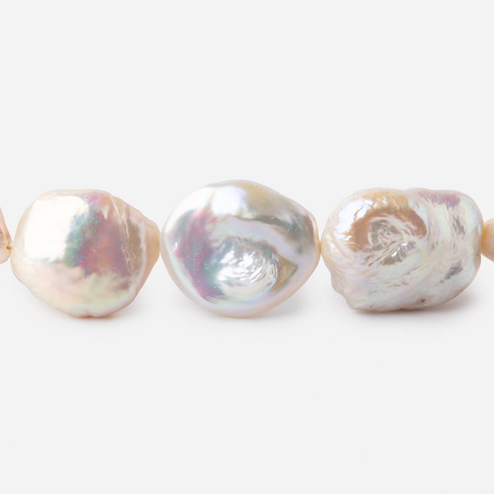  13-19mm Tri Color Straight Drilled Keshi Freshwater Pearls 16 inch 23 pieces 