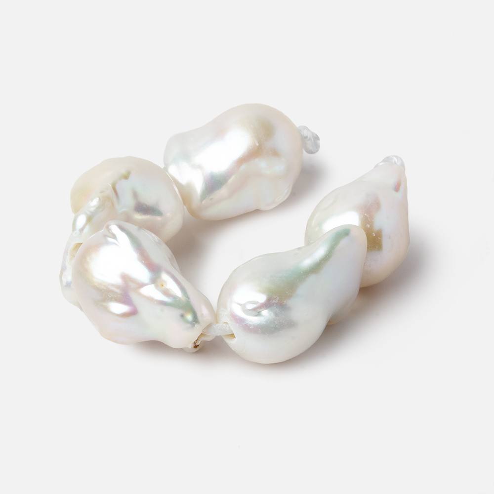  13.5x19-13.5x22mm White Ultra Baroque 2.5mm Large Hole Freshwater Pearls 4 inch 5 pieces A 