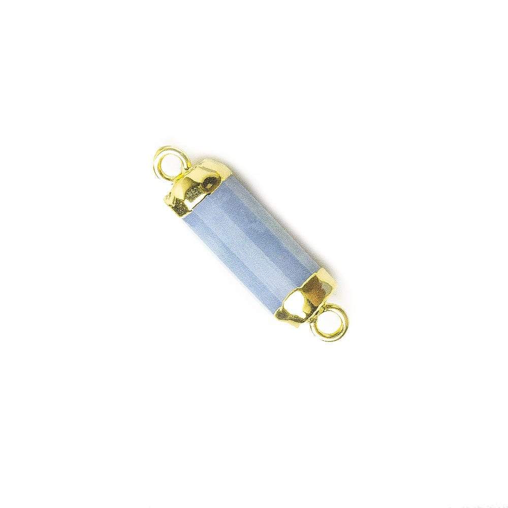  13.5x5mm Gold Leafed Owyhee Denim Blue Opal faceted barrel tube Connector 1 piece 