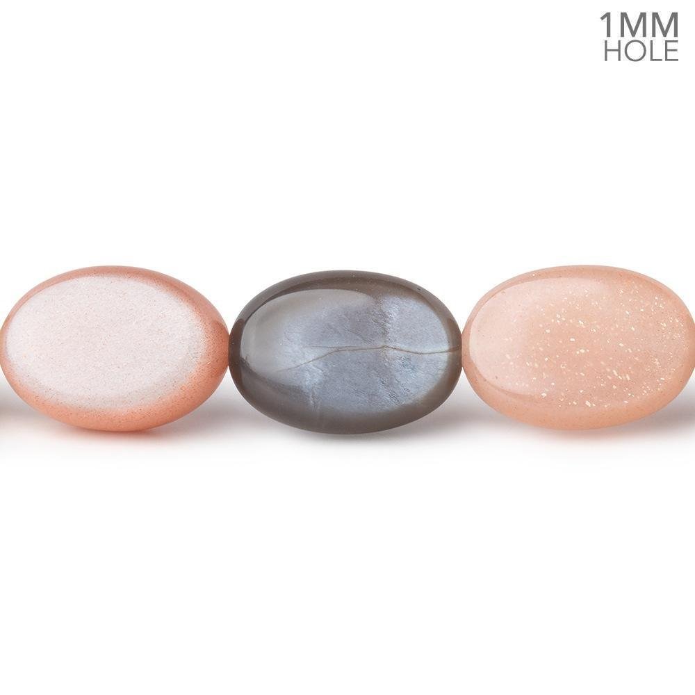  13.5x9.5mm Multi Color Moonstone Plain Oval Beads 16 inch 30 pieces A 