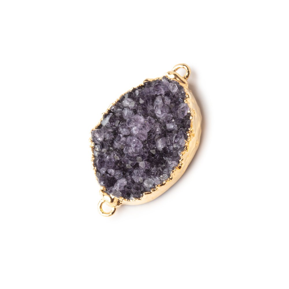  25x19mm Gold Leafed Oval Drusy Connector 1 piece 