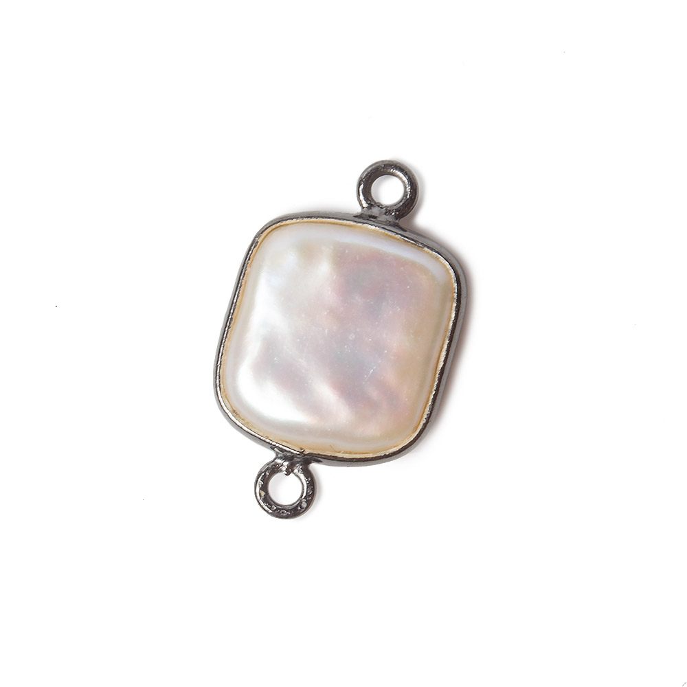  13mm Black Gold Bezel Cream Square Pearl Connector 1 piece 