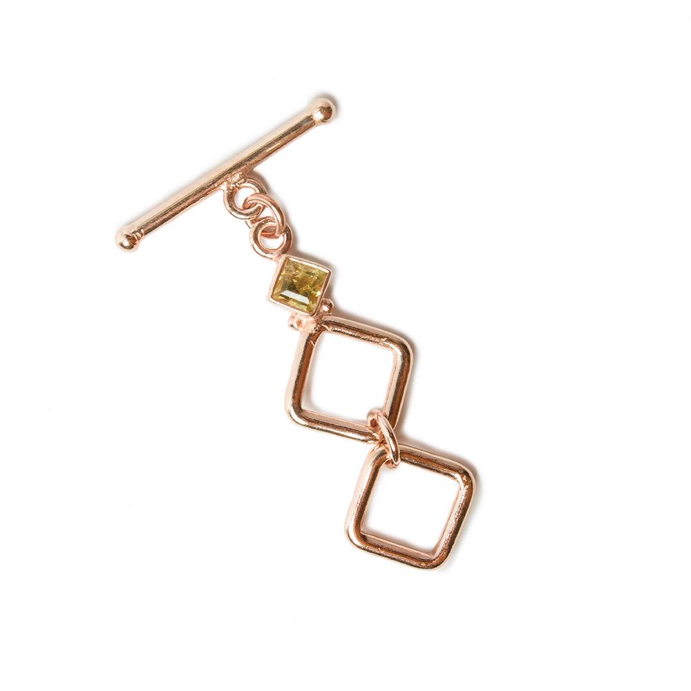 13mm Rose Gold plated Adjustable Square Toggle with Citrine 1 pcs 