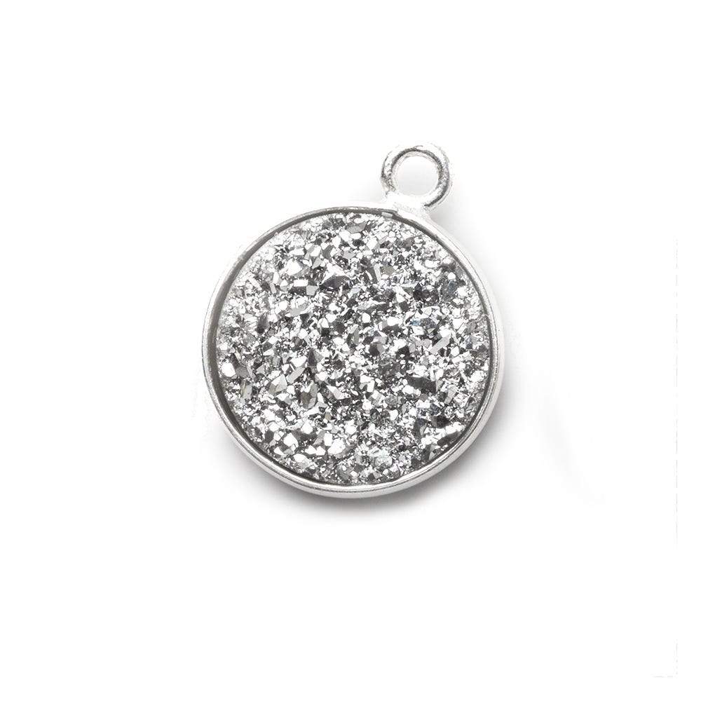  13mm Silver .925 Bezel Silver Drusy Coin Pendant 1 piece 