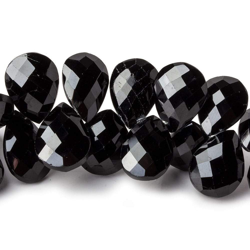  13x10-15x11mm Black Spinel faceted pears 7 inch 41 beads 