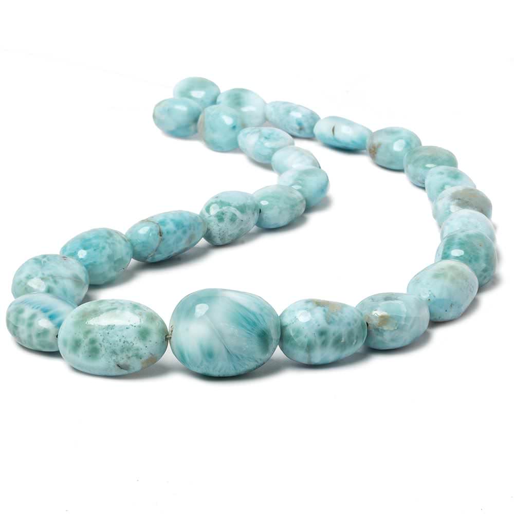  13x10-23x18mm Larimar plain nugget beads 18 inch 25 pieces AAA Grade 