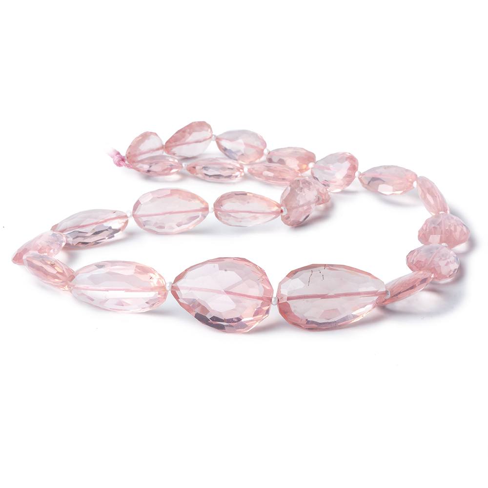  13x10-25x15mm Rose Quartz straight drilled faceted pears 16 inch 23 pieces AAA 