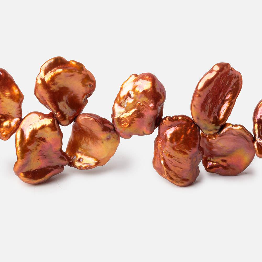  13x11-15x14mm Flaming Hot Orange Keshi Freshwater Pearls 16 inch 55 pieces 