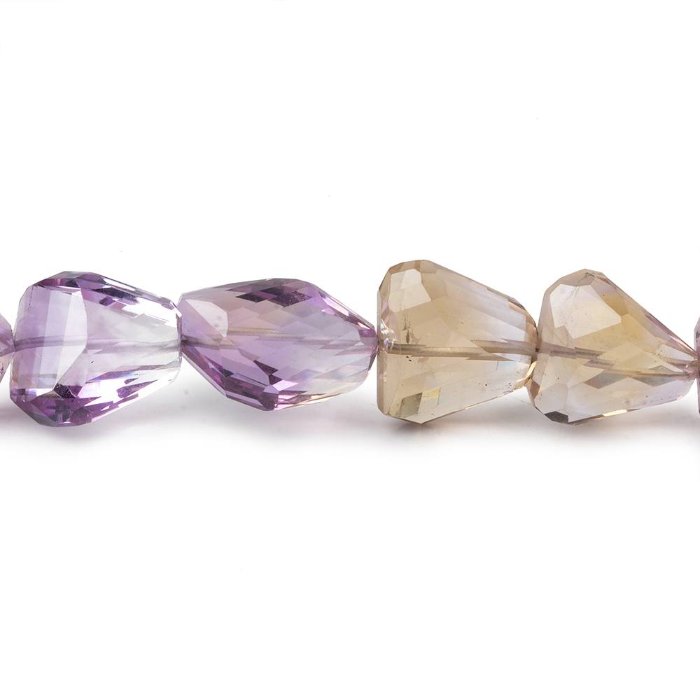  13x11-18x11mm Ametrine straight drilled faceted nuggets 15 inch 27 beads AA 
