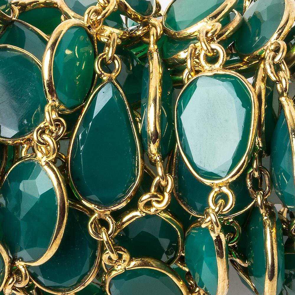  13x13-15x12mm Vermeil Bezel Green Onyx Nugget Vermeil Chain by the foot 14 pcs 