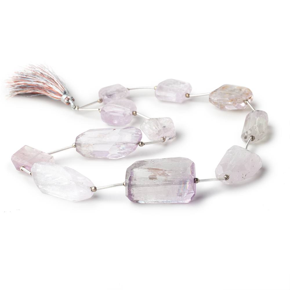  13x13-29x19mm Kunzite & Hiddenite faceted nugget beads 16 inch 11 pieces 