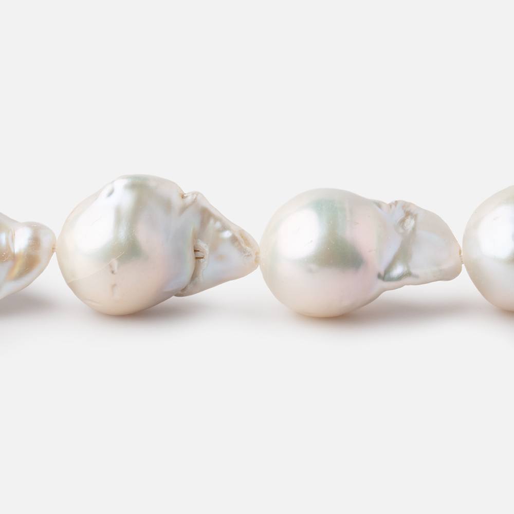  13x18-15x20mm White Ultra Baroque Freshwater Pearls 16 inch 21 pieces AA 