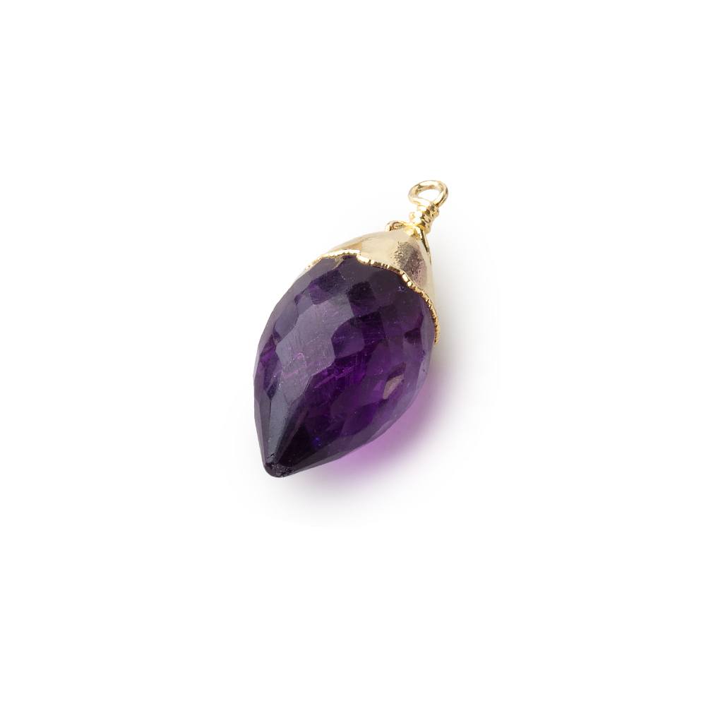  13x7-16x8mm Gold Leafed Amethyst Marquise Pendant 1 piece 