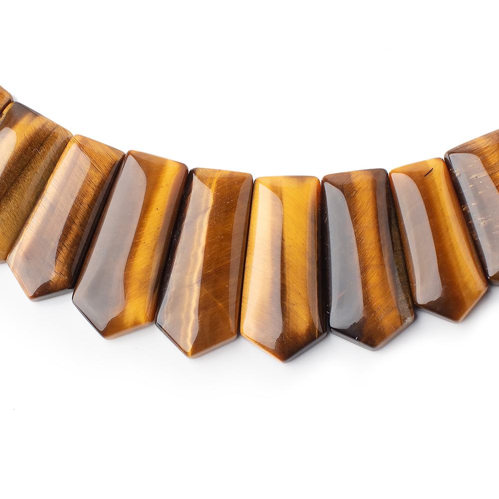  13x8-24x9mm Tiger's Eye double drilled plain fancy shape collar 38 beads 