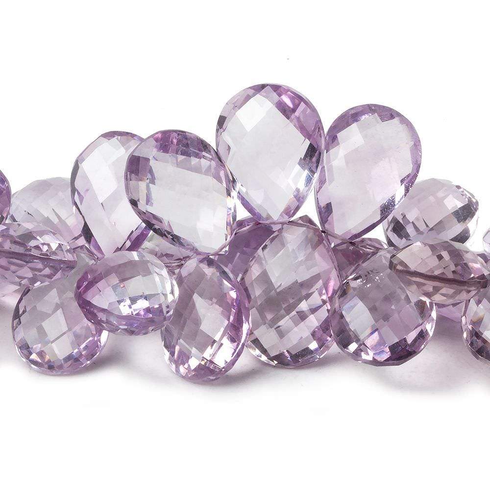  13x9-18x13mm Pink Amethyst Faceted Pear Briolette 8 inch 60 beads AAA 
