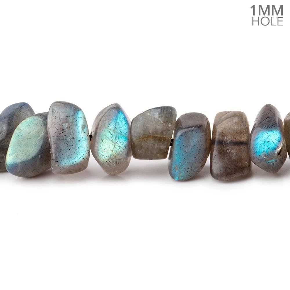  13x9mm Matte Labradorite plain nugget beads 16 inch 58 pieces 1mm Large Hole 