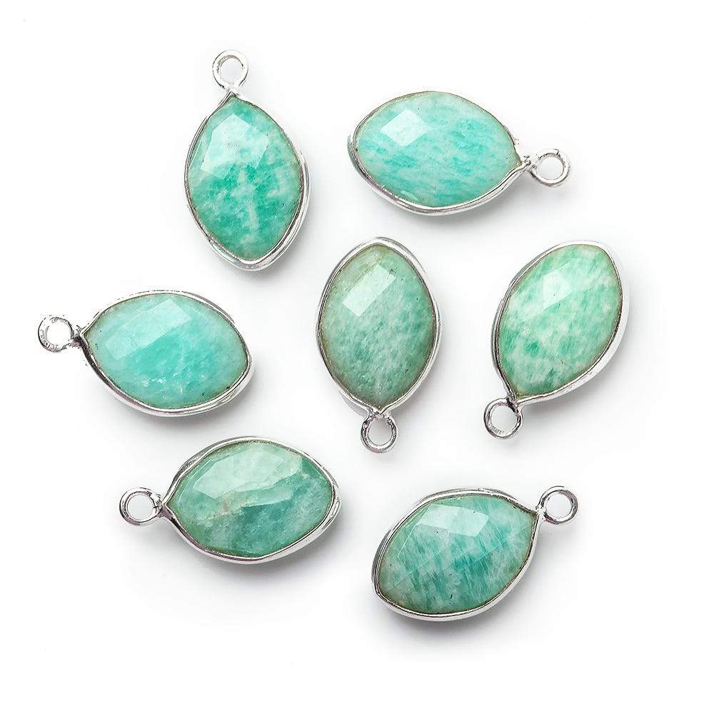  13x9mm Silver Bezel Amazonite Marquise Pendant 1 piece 