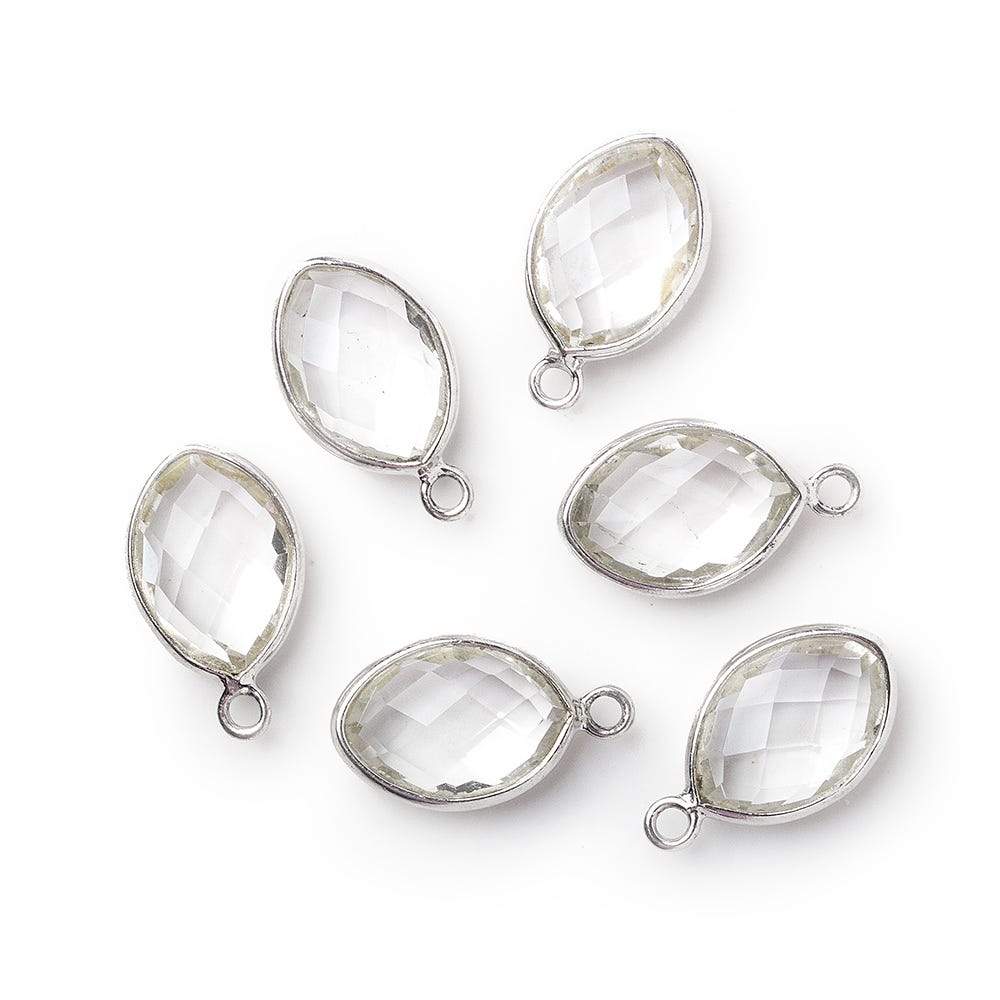  13x9mm Silver Bezel Crystal Quartz Marquise Pendant 1 piece 