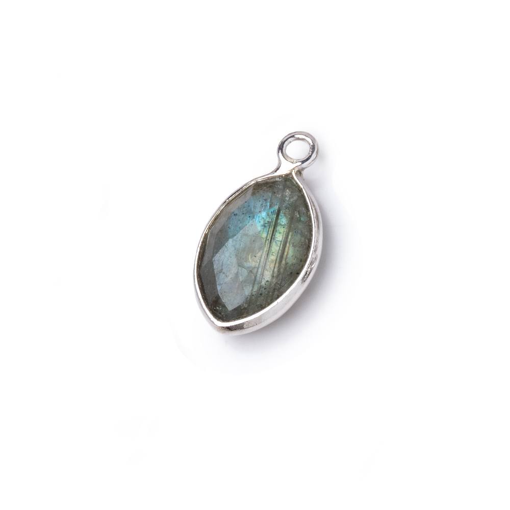  13x9mm Silver Bezel Labradorite Marquise Pendant 1 piece 