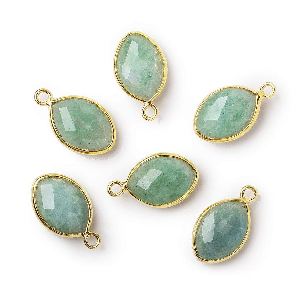  13x9mm Vermeil Bezel Dark Aquamarine Marquise Pendant 1 piece 